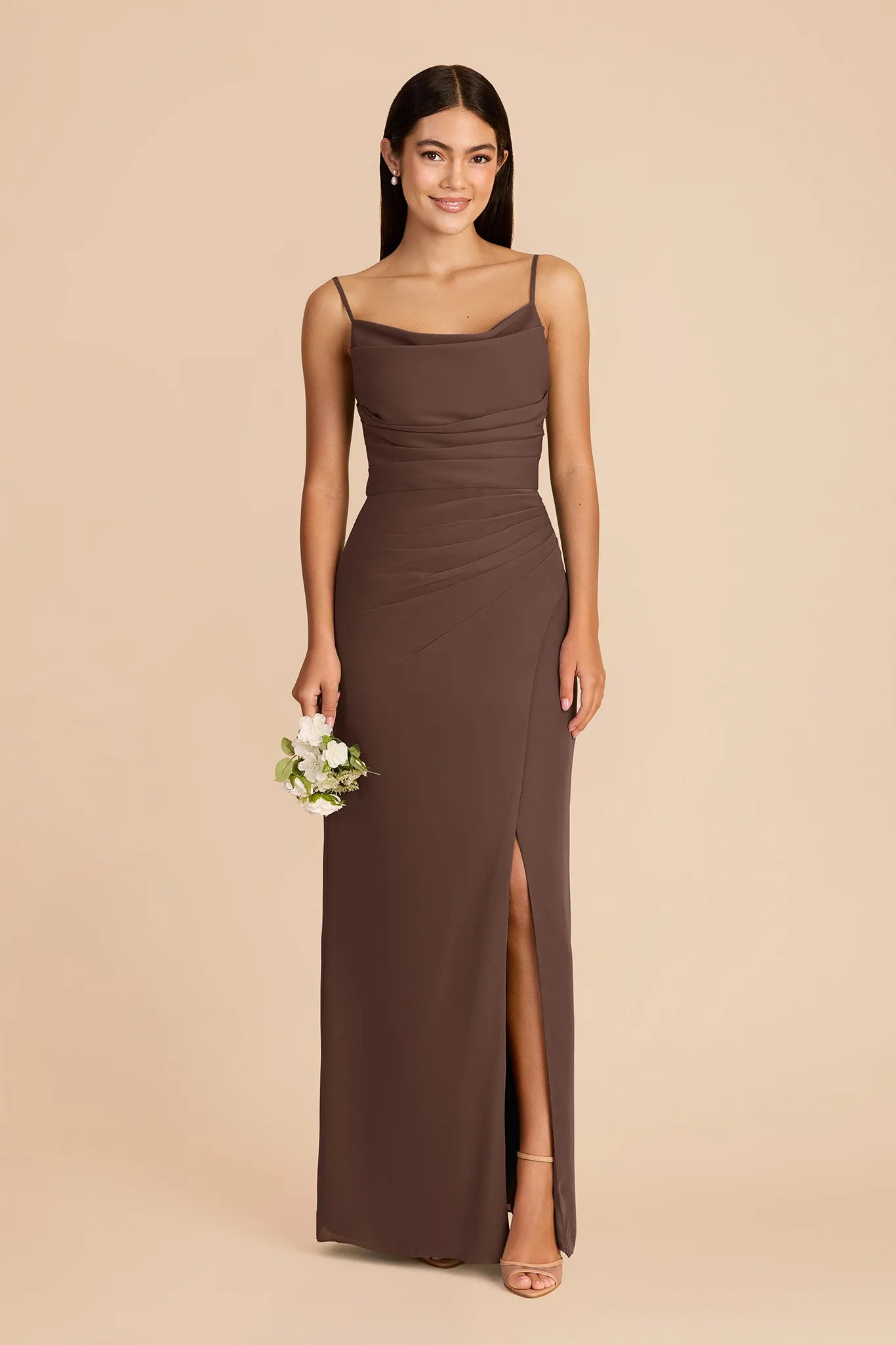 Lydia Chiffon Dress - Chocolate Brown sold by Birdy Grey