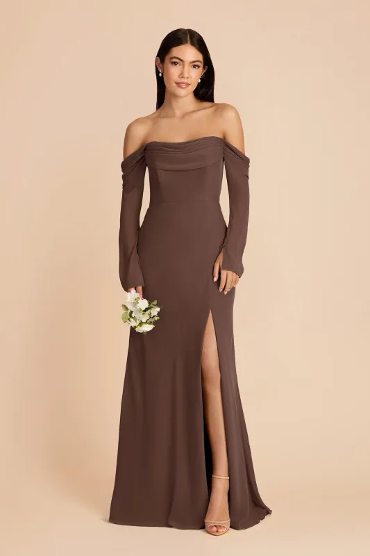 Maya Chiffon Dress - Chocolate Brown made by Birdy Grey