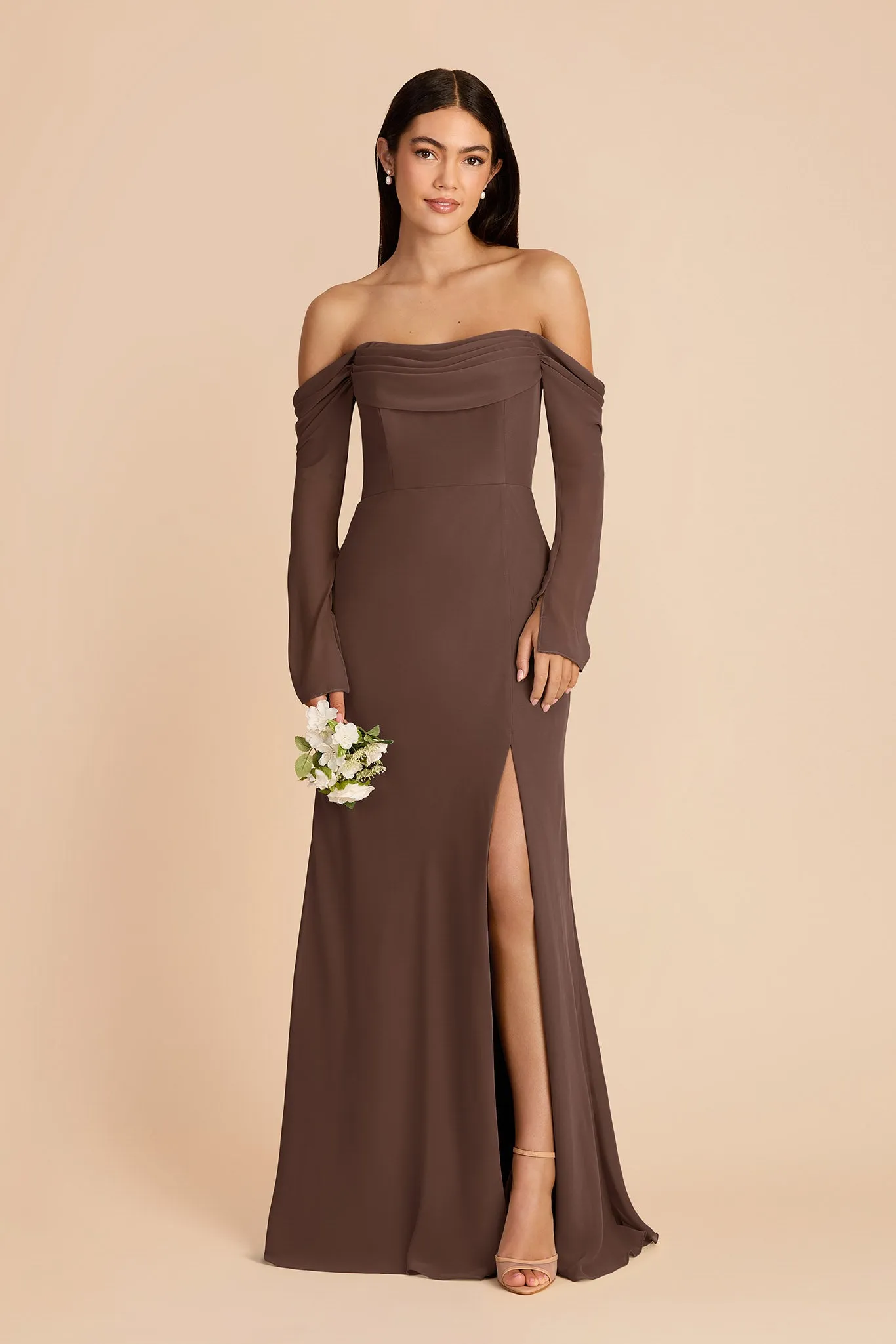 Maya Chiffon Dress - Chocolate Brown sold by Birdy Grey