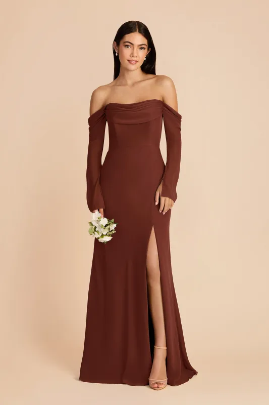 Maya Chiffon Dress - Cognac made by Birdy Grey