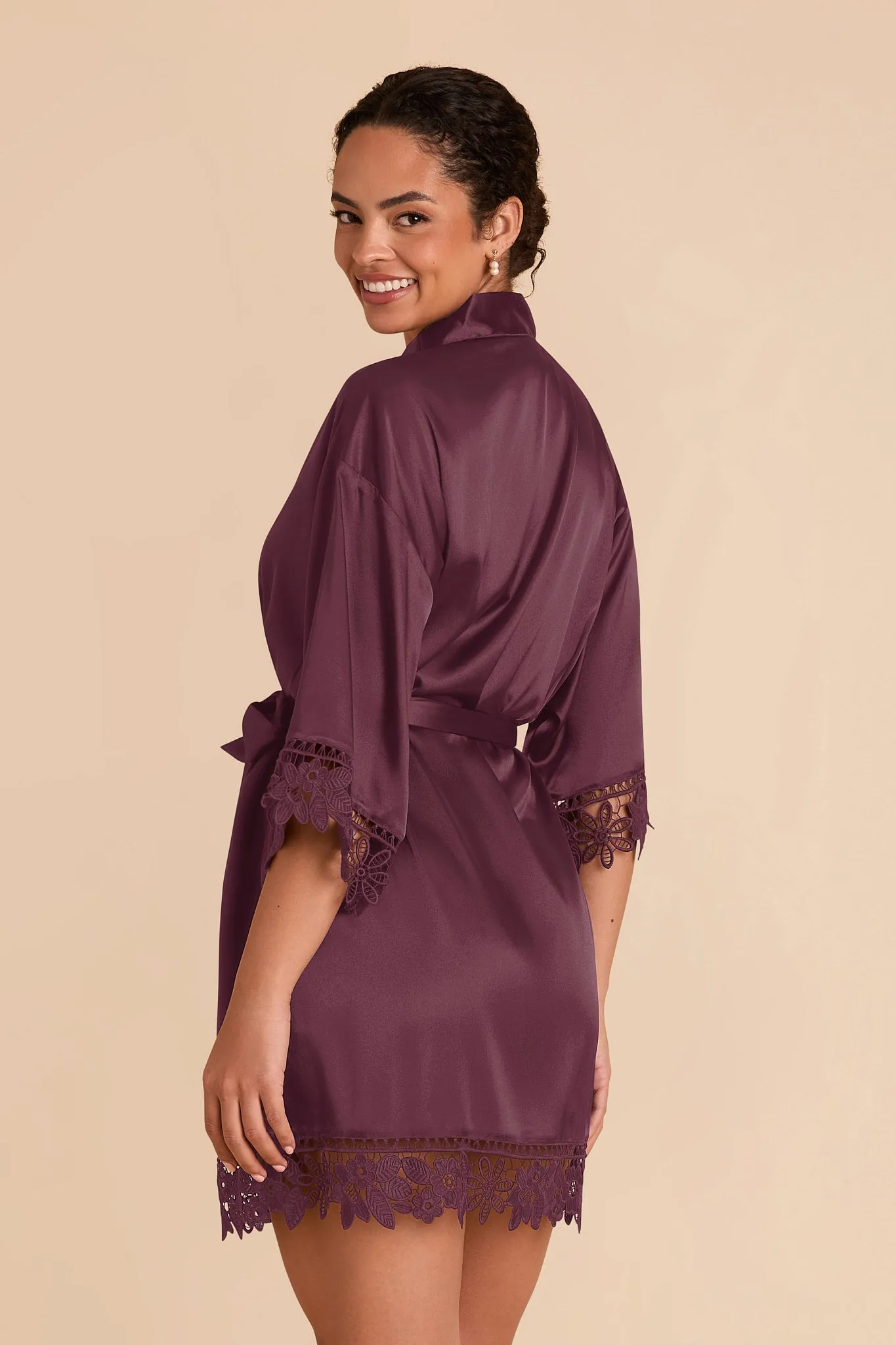 Claudine Matte Satin Robe - Cabernet sold by Birdy Grey product image thumbnail 2