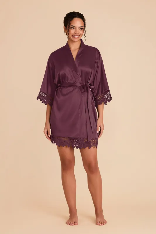 Claudine Matte Satin Robe - Cabernet made by Birdy Grey