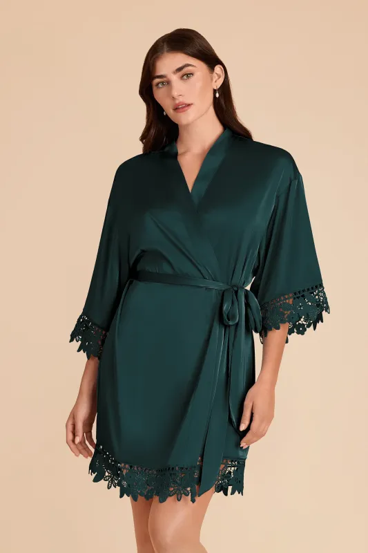 Claudine Matte Satin Robe - Emerald made by Birdy Grey