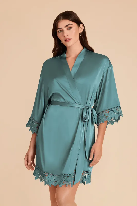Claudine Matte Satin Robe - Sea Glass made by Birdy Grey