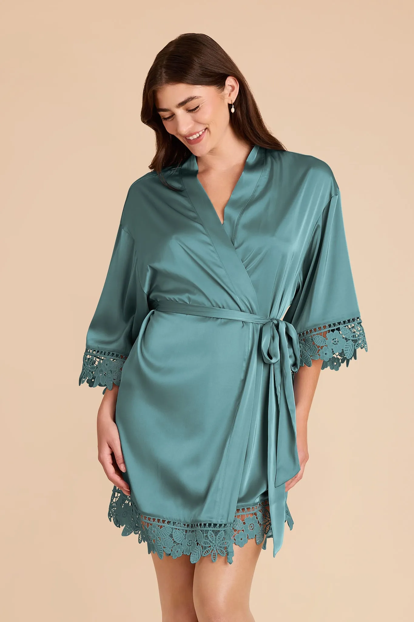 Claudine Matte Satin Robe - Sea Glass sold by Birdy Grey product image thumbnail 3