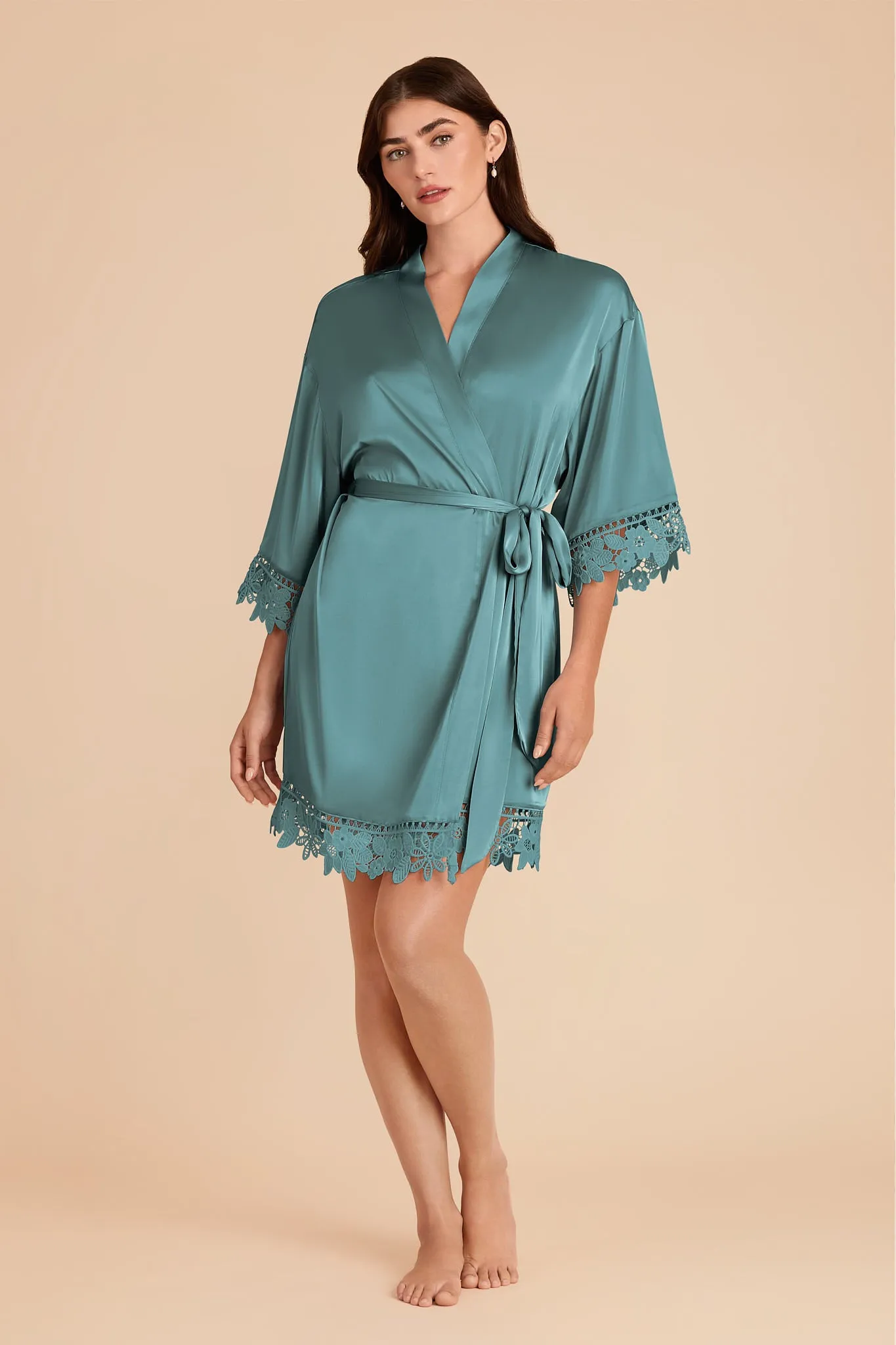 Claudine Matte Satin Robe - Sea Glass sold by Birdy Grey product image thumbnail 2