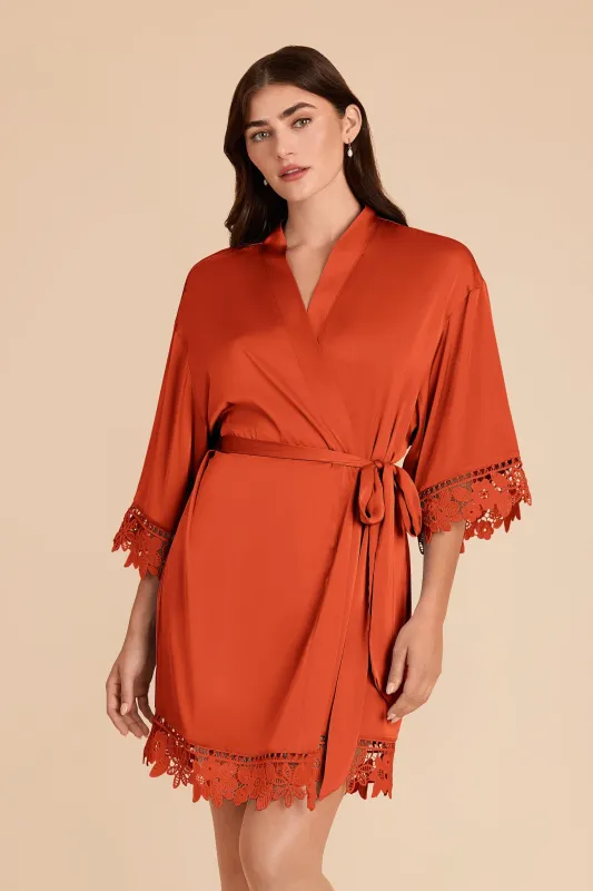 Claudine Matte Satin Robe - Terracotta made by Birdy Grey