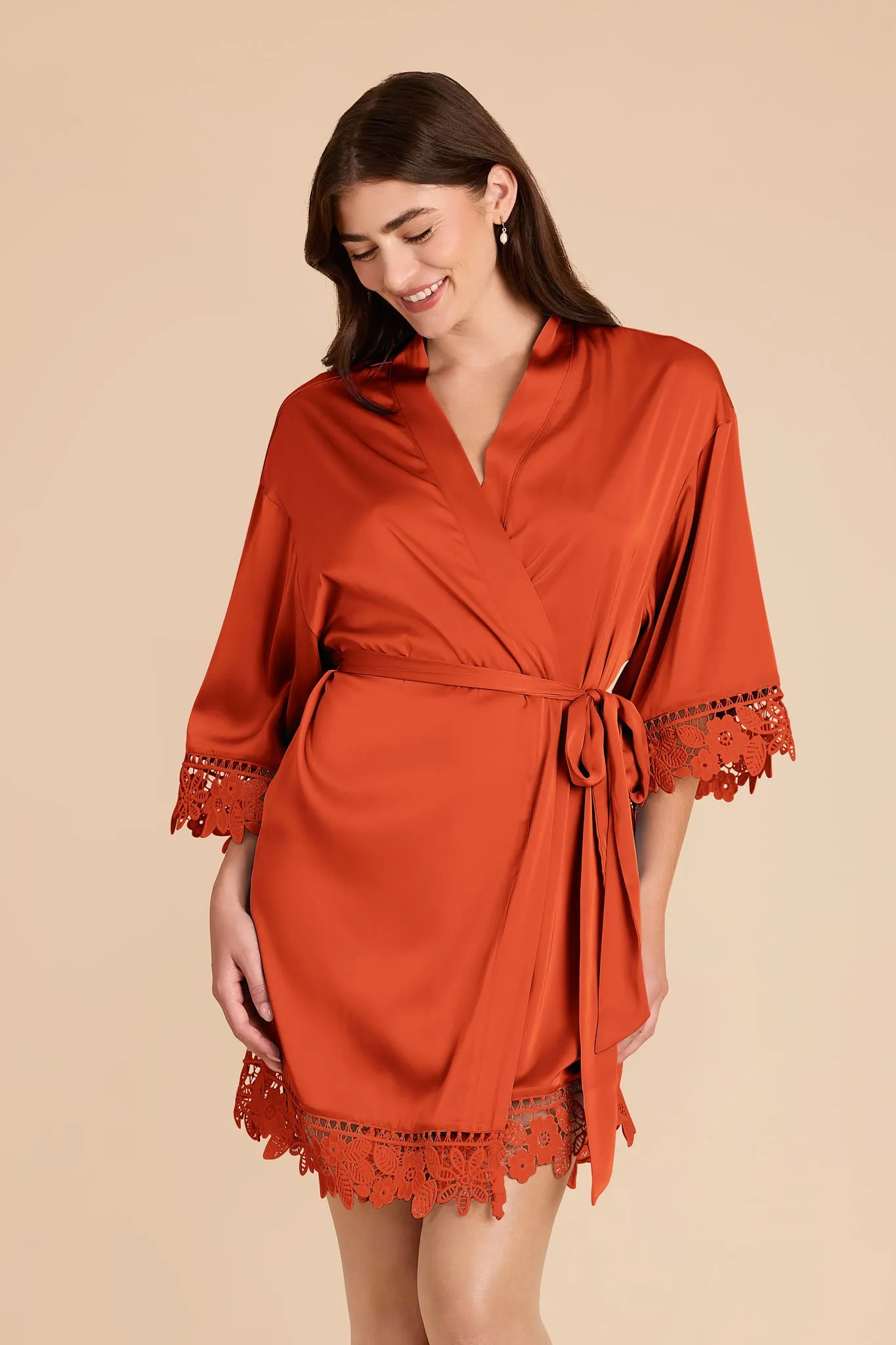 Claudine Matte Satin Robe - Terracotta sold by Birdy Grey product image thumbnail 3