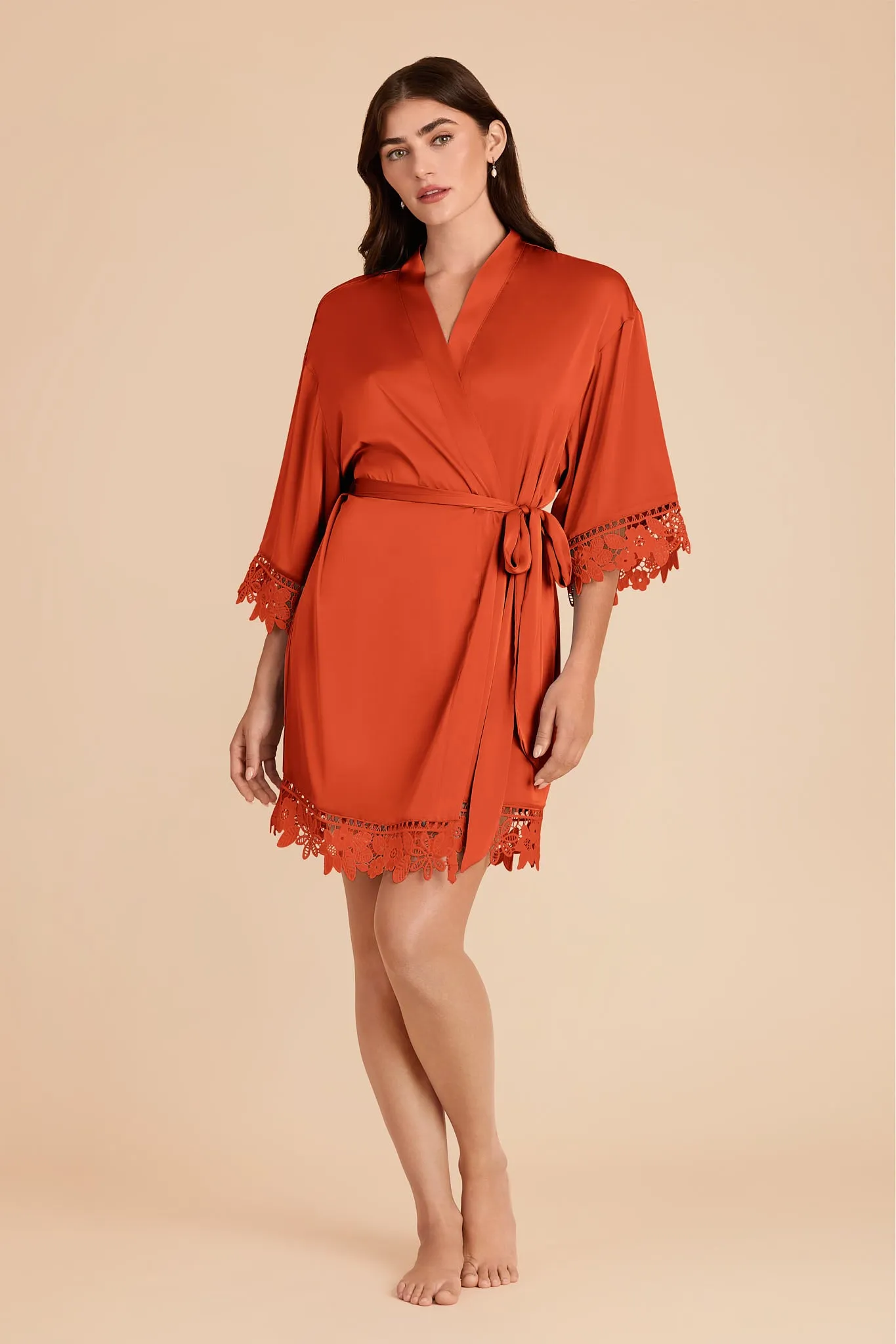Claudine Matte Satin Robe - Terracotta sold by Birdy Grey product image thumbnail 2