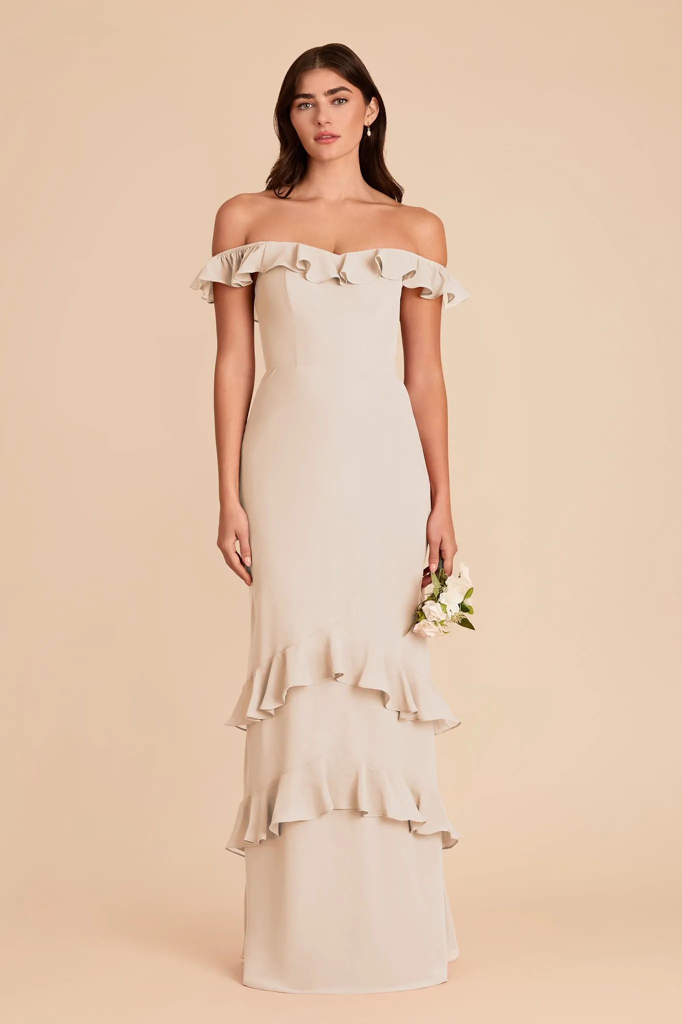 Luna Chiffon Dress - Champagne sold by Birdy Grey product image thumbnail 5