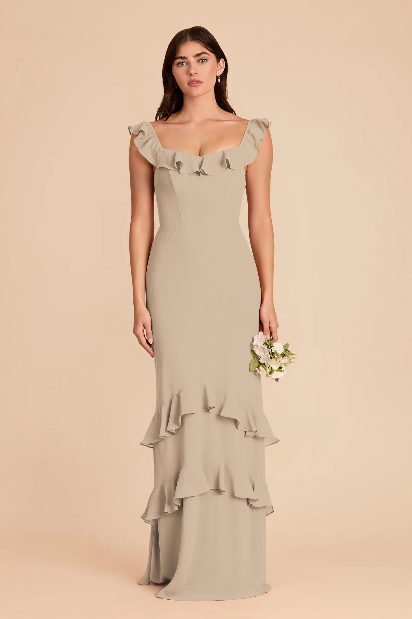 Luna Chiffon Dress - Almond sold by Birdy Grey