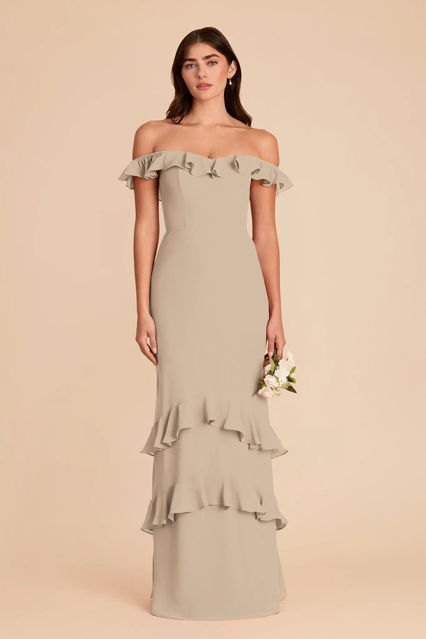 Luna Chiffon Dress - Almond sold by Birdy Grey product image thumbnail 5