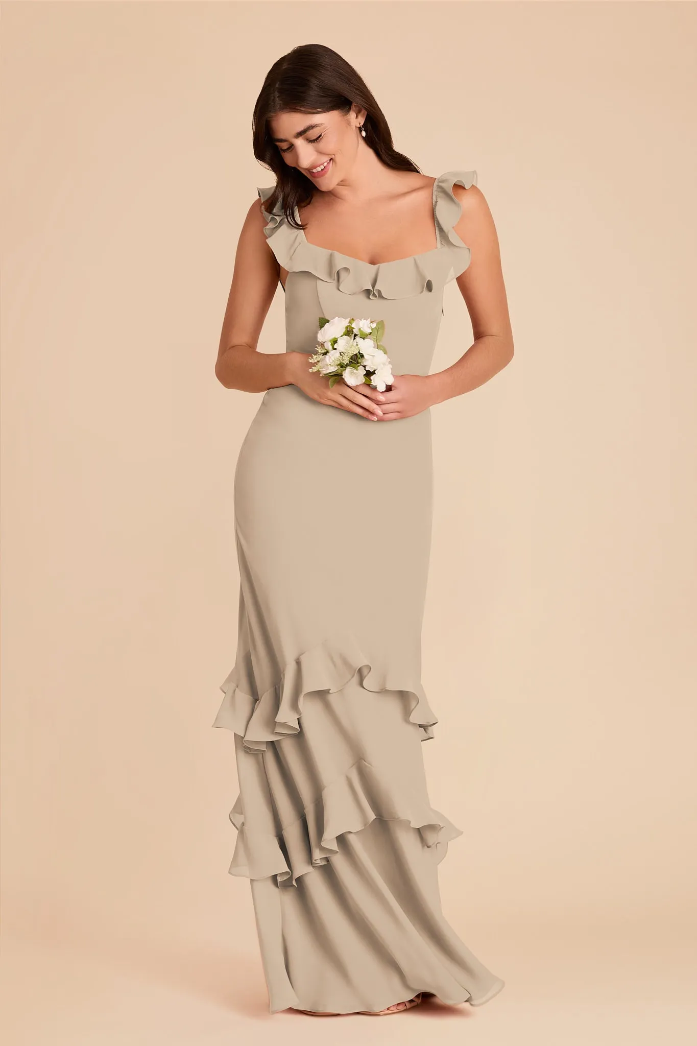 Luna Chiffon Dress - Almond sold by Birdy Grey product image thumbnail 4