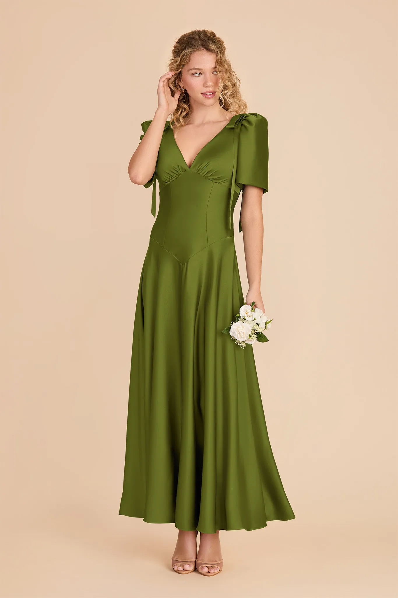 Jacqueline Matte Satin Dress - Cactus sold by Birdy Grey