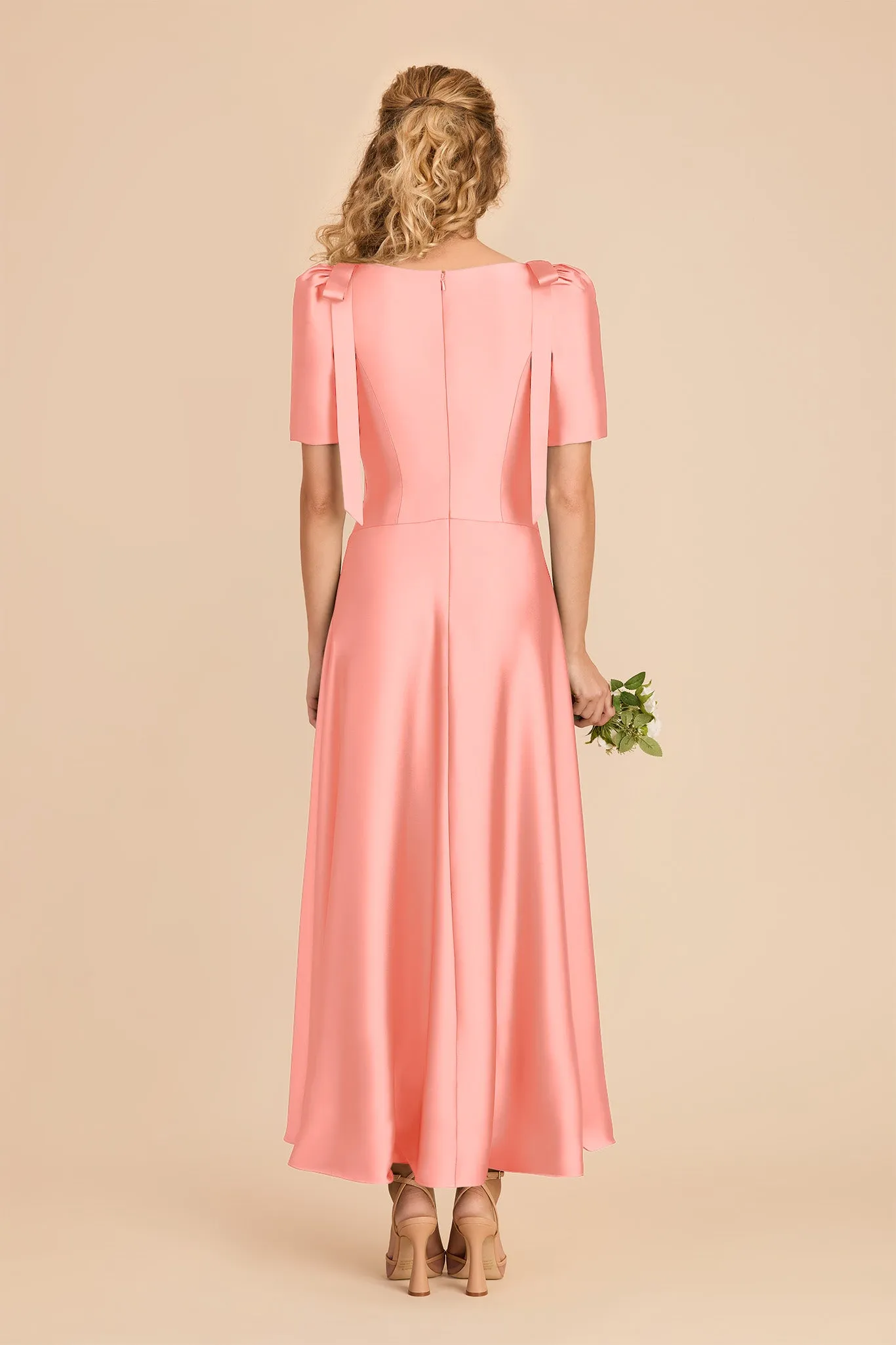 Jacqueline Matte Satin Dress - Coral Pink sold by Birdy Grey product image thumbnail 5