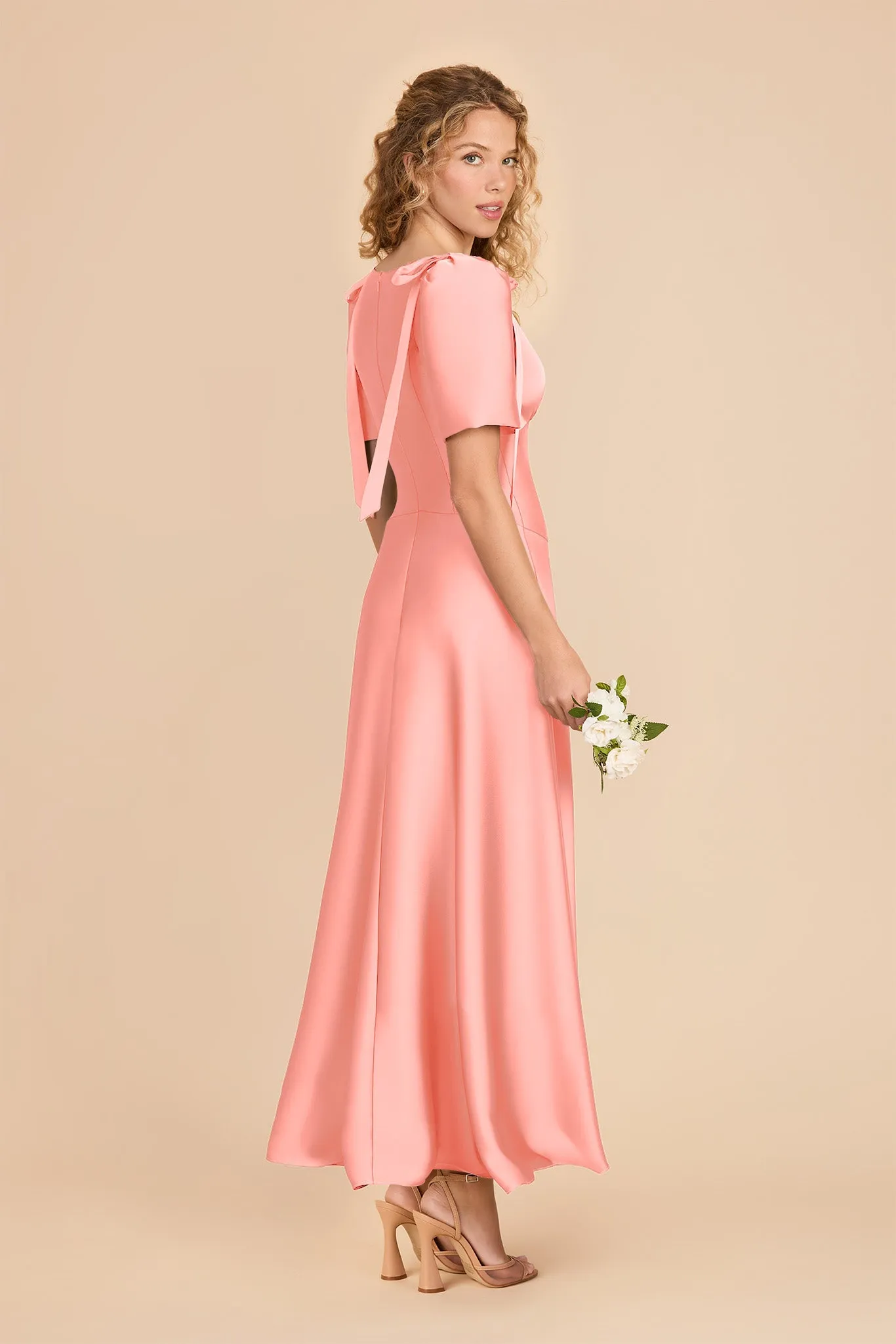 Jacqueline Matte Satin Dress - Coral Pink sold by Birdy Grey product image thumbnail 4