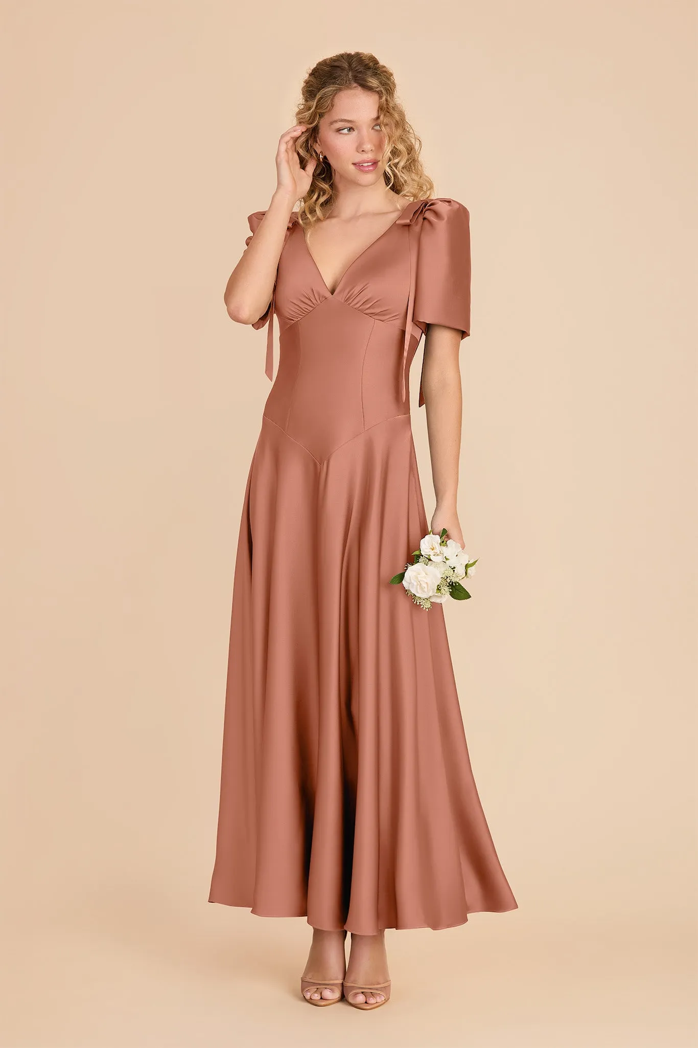 Jacqueline Matte Satin Dress - Desert Rose sold by Birdy Grey