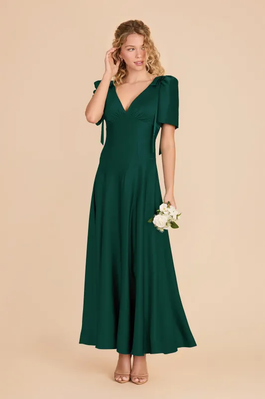 Jacqueline Matte Satin Dress - Emerald made by Birdy Grey