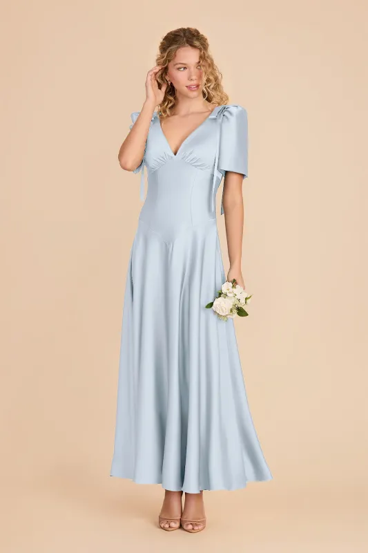 Jacqueline Matte Satin Dress - Mist Blue made by Birdy Grey