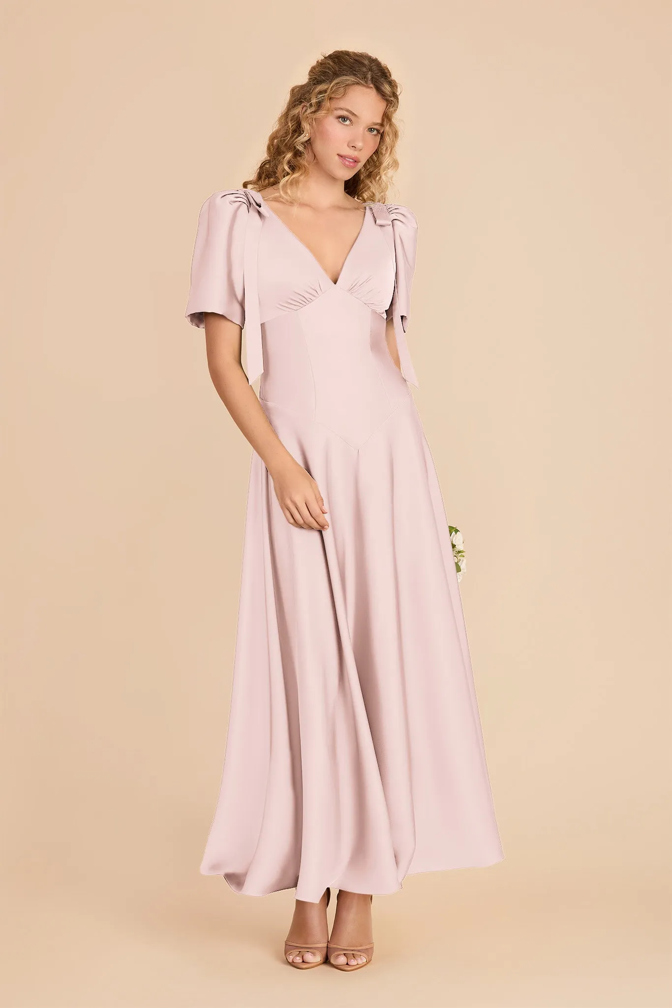 Jacqueline Matte Satin Dress - Pale Blush sold by Birdy Grey product image thumbnail 2