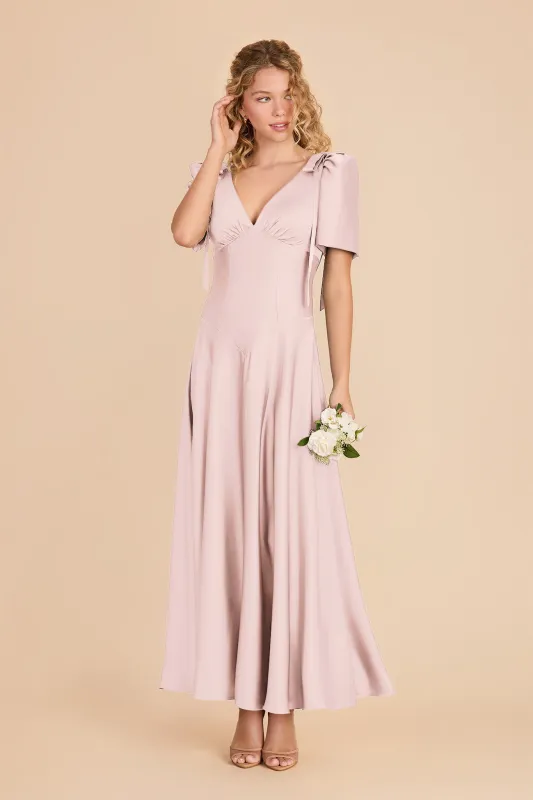 Jacqueline Matte Satin Dress - Pale Blush made by Birdy Grey