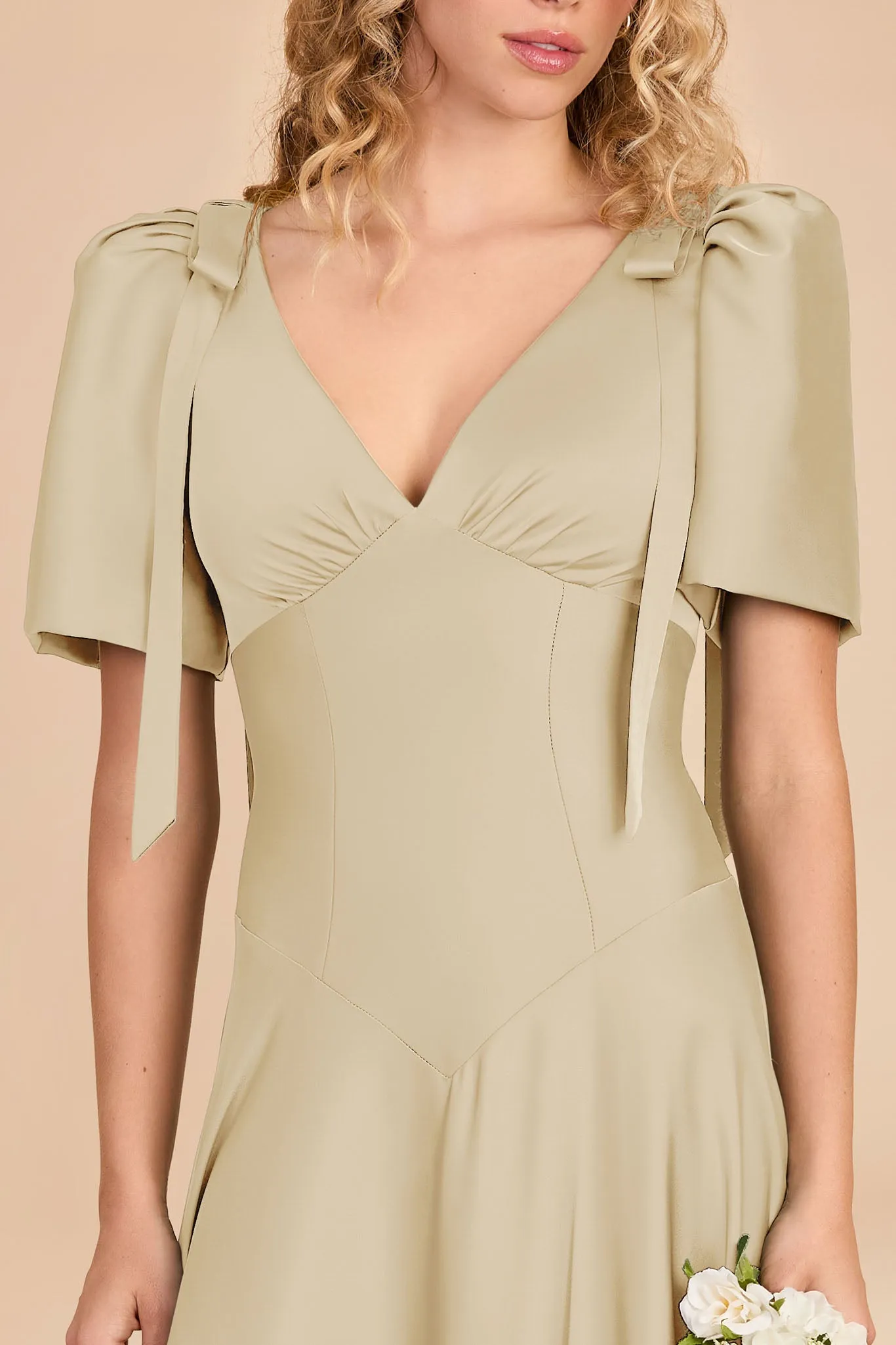 Jacqueline Matte Satin Dress - Prosecco sold by Birdy Grey product image thumbnail 3