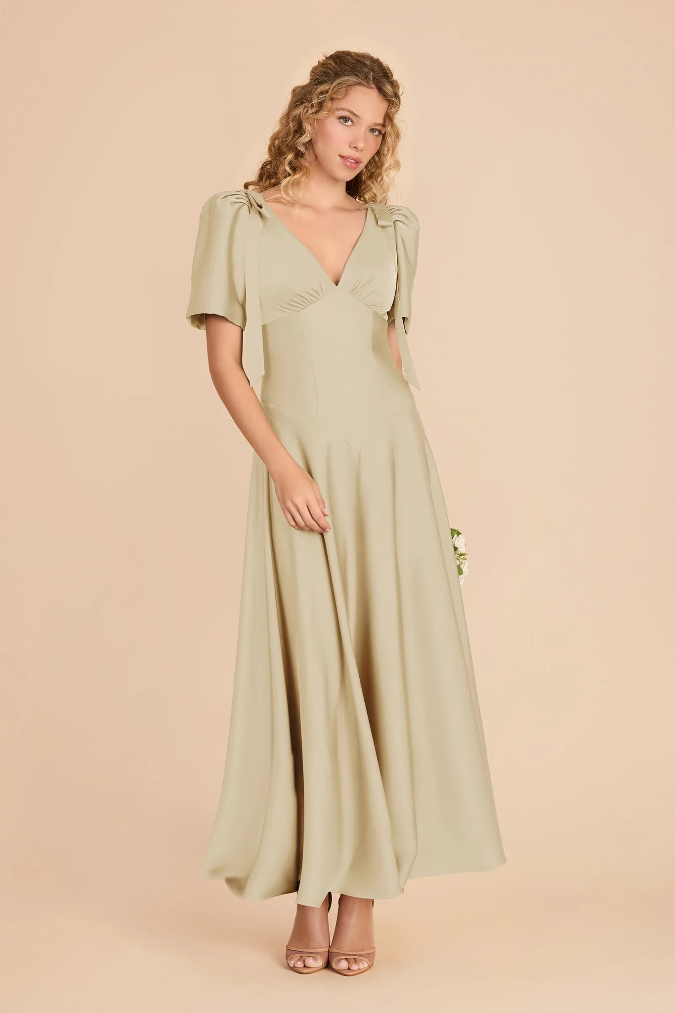 Jacqueline Matte Satin Dress - Prosecco sold by Birdy Grey product image thumbnail 2
