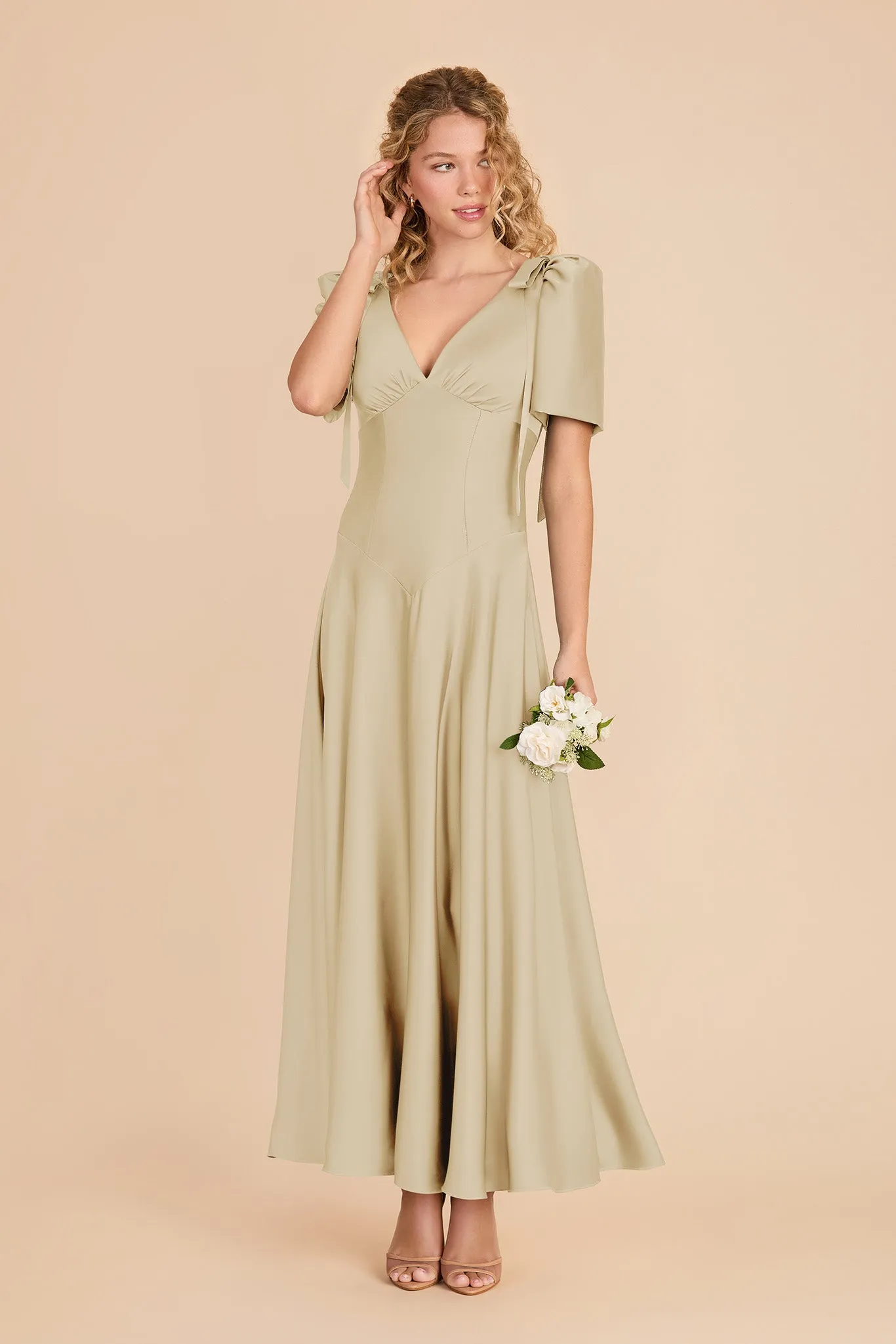 Jacqueline Matte Satin Dress - Prosecco sold by Birdy Grey
