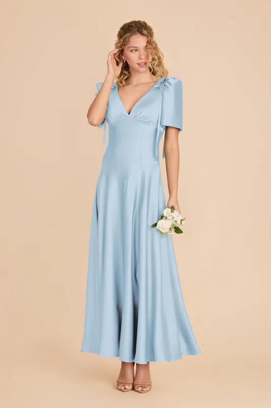 Jacqueline Matte Satin Dress - Sky Blue made by Birdy Grey