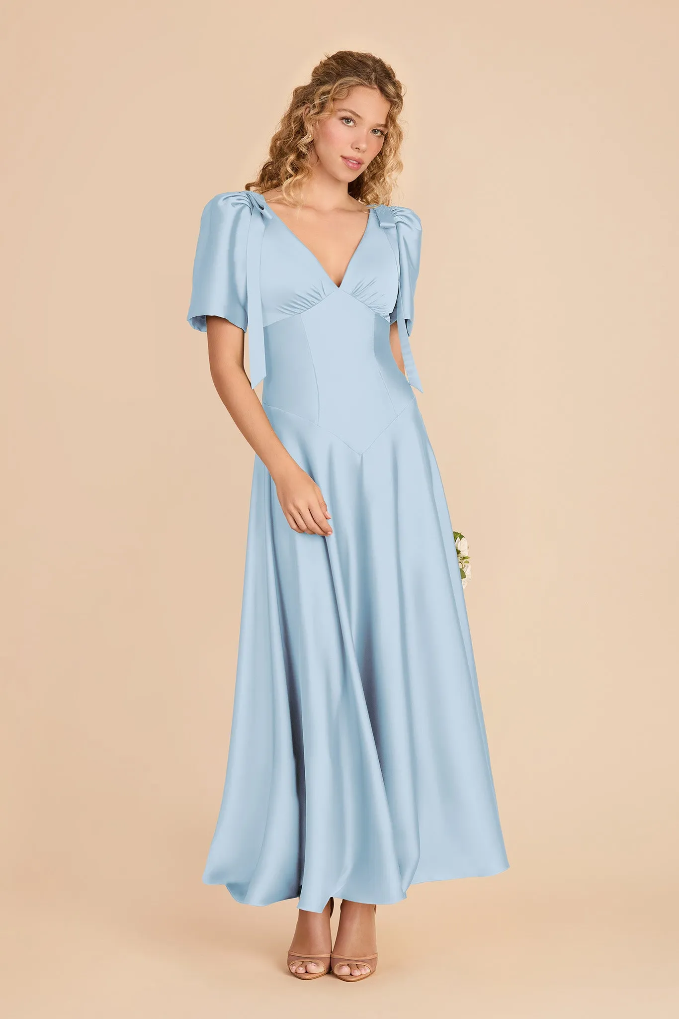 Jacqueline Matte Satin Dress - Sky Blue sold by Birdy Grey product image thumbnail 2