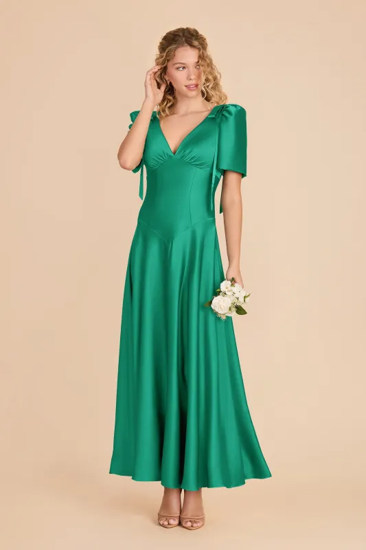 Jacqueline Matte Satin Dress - Turquoise made by Birdy Grey