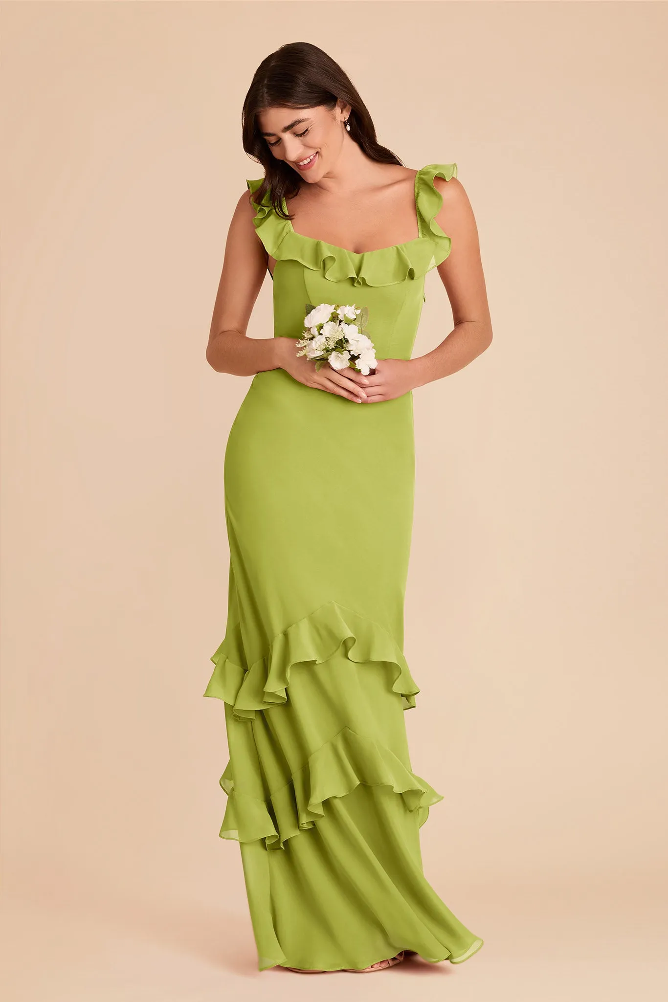 Luna Chiffon Dress - Matcha sold by Birdy Grey product image thumbnail 4