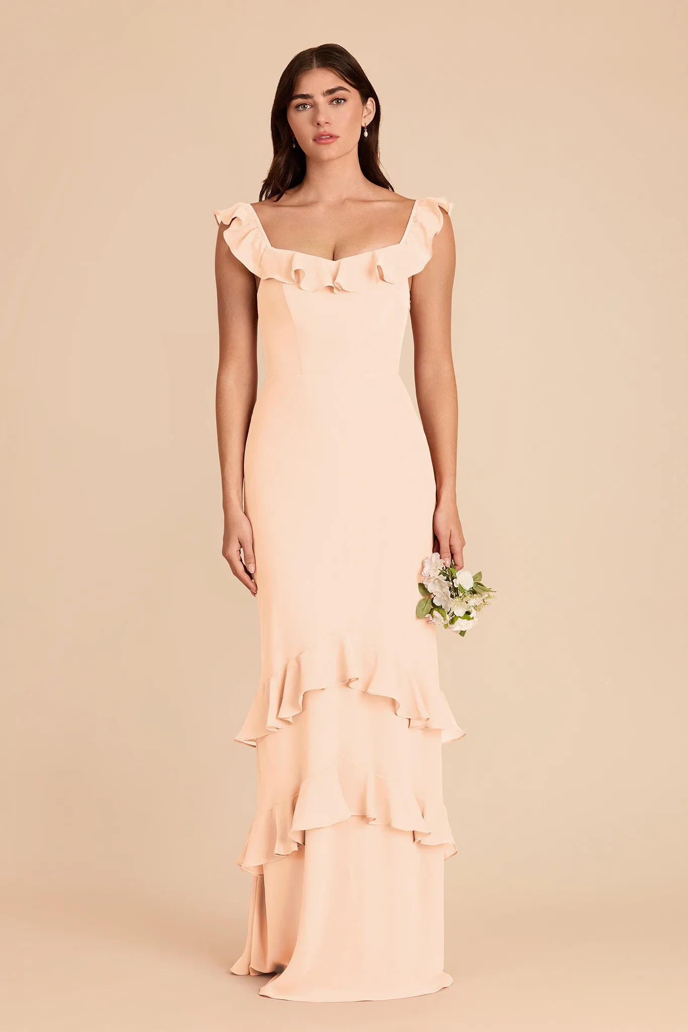 Luna Chiffon Dress - Peach Cream sold by Birdy Grey