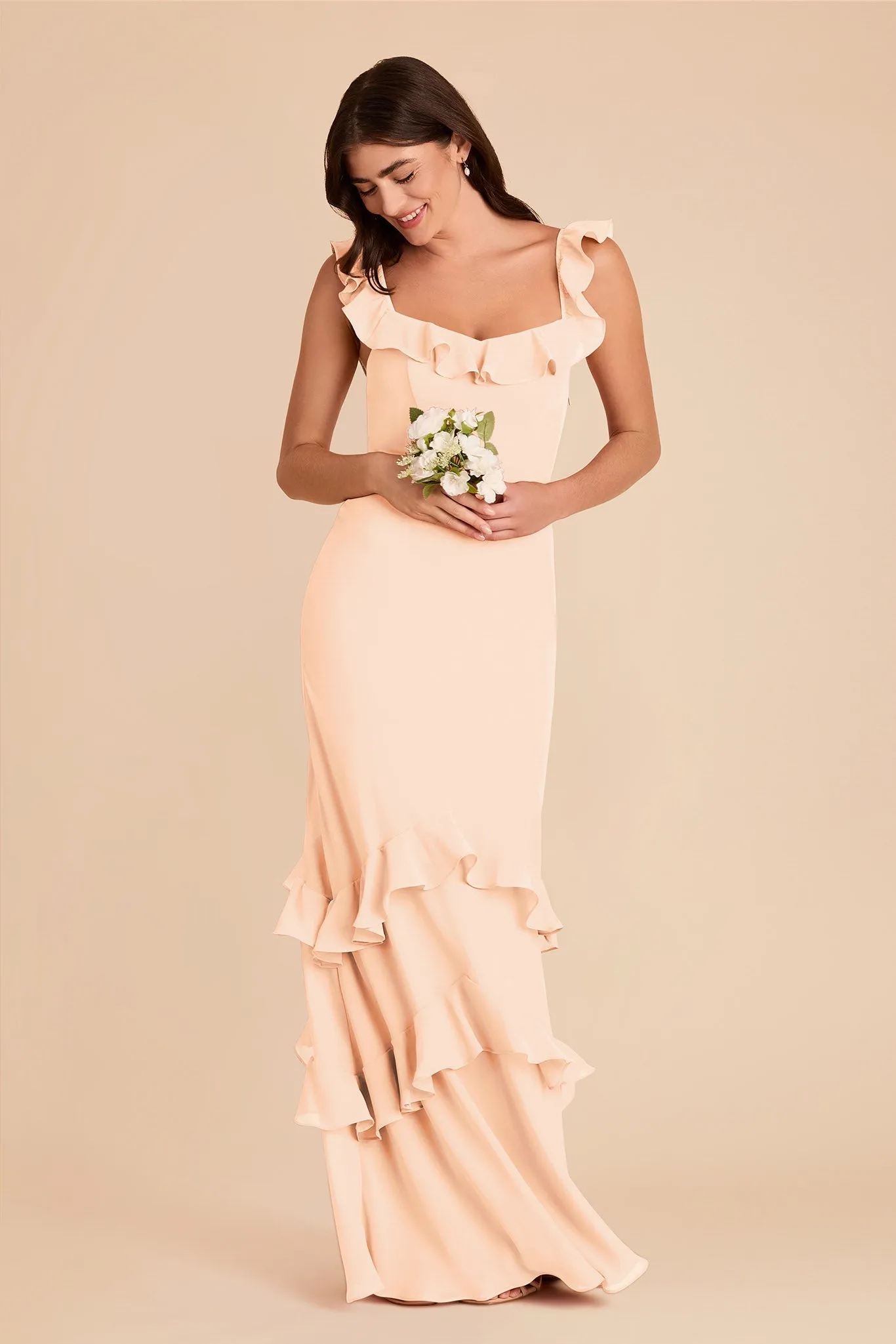 Luna Chiffon Dress - Peach Cream sold by Birdy Grey product image thumbnail 4