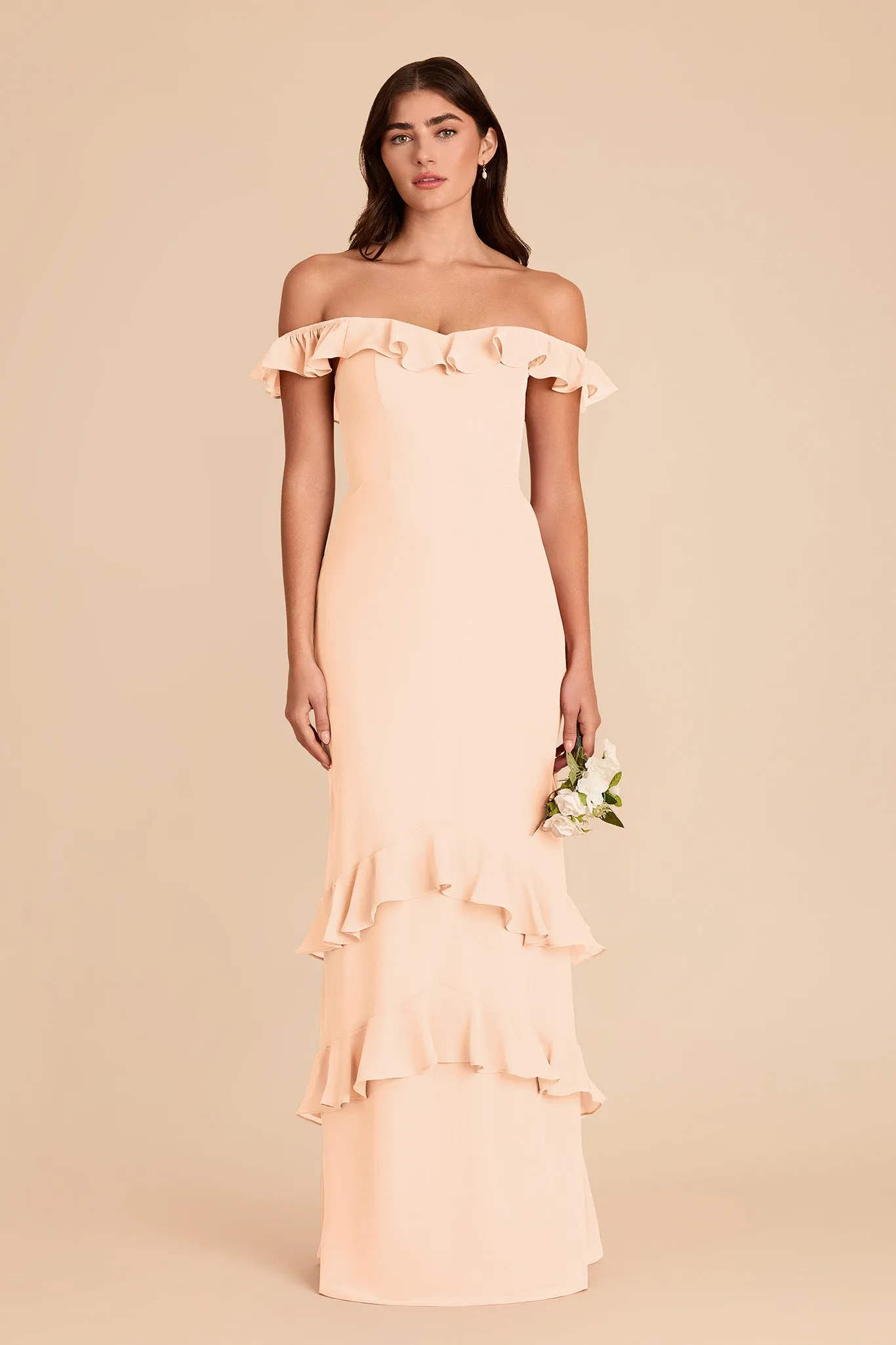 Luna Chiffon Dress - Peach Cream sold by Birdy Grey product image thumbnail 5