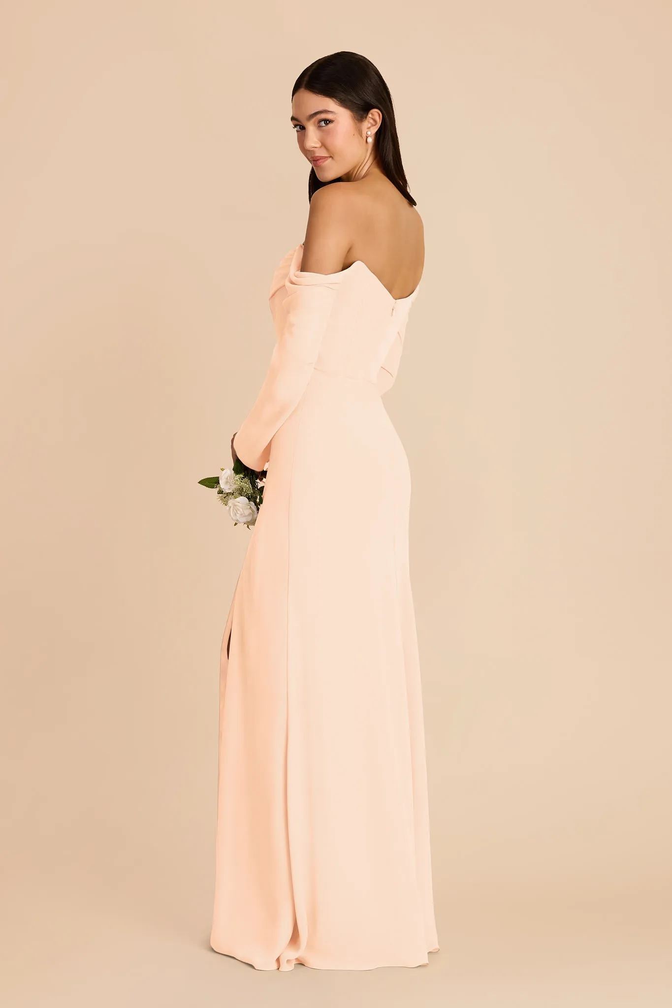 Maya Chiffon Dress - Peach Cream sold by Birdy Grey product image thumbnail 4