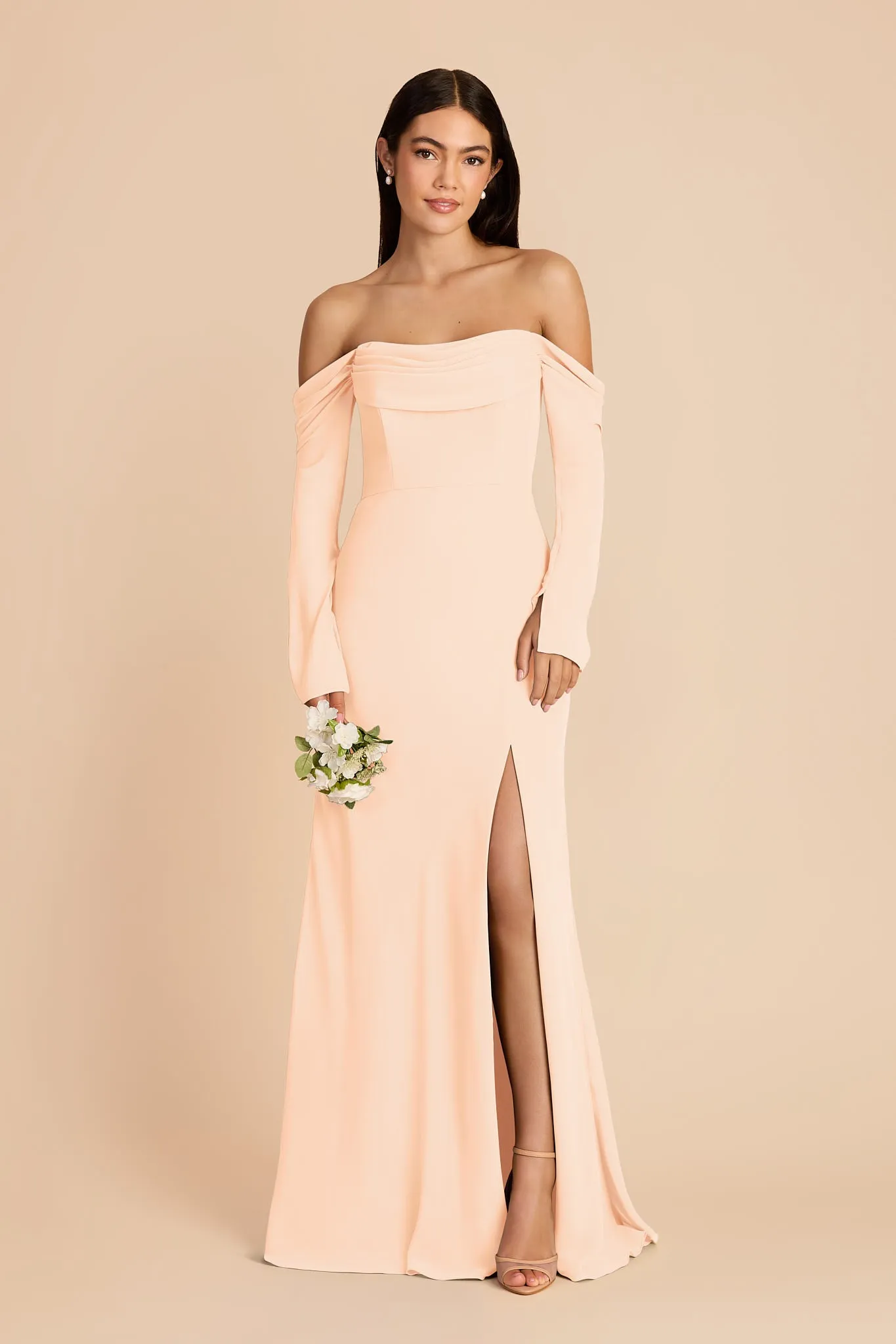 Maya Chiffon Dress - Peach Cream sold by Birdy Grey