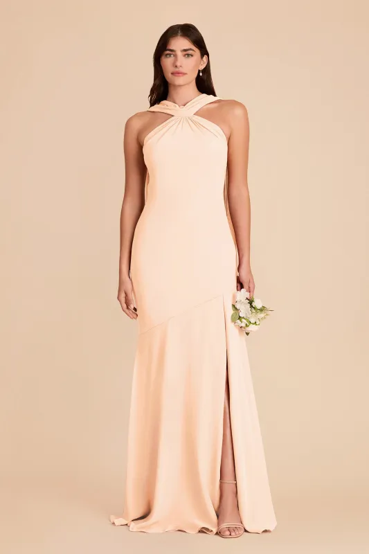 Eileen Chiffon Dress - Peach Cream made by Birdy Grey