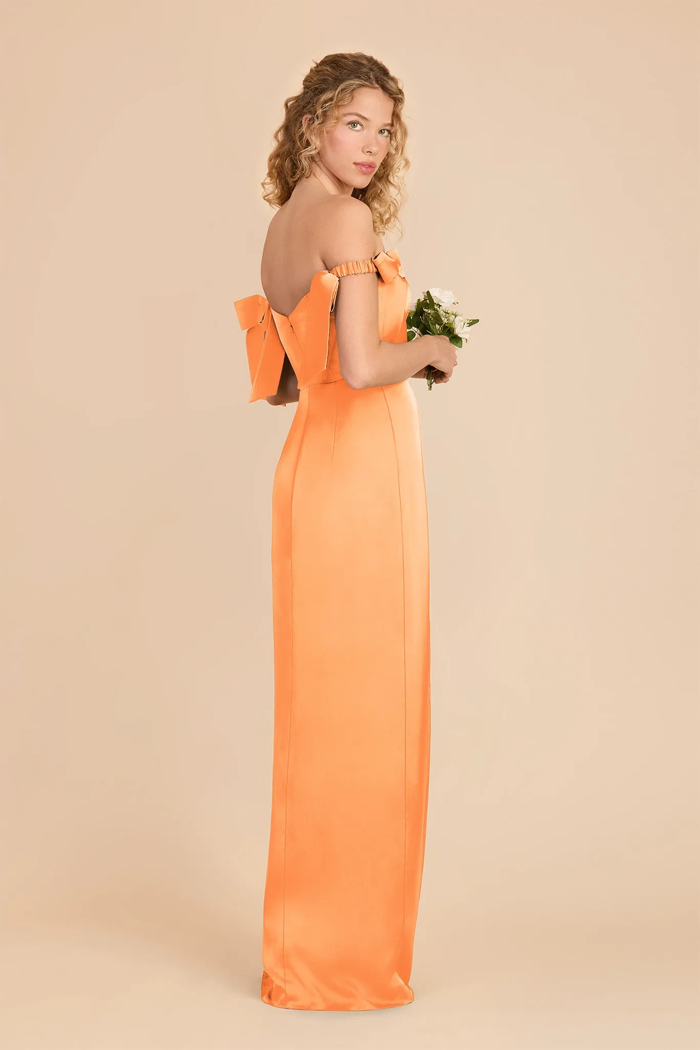Sharon Matte Satin Dress - Apricot sold by Birdy Grey product image thumbnail 3