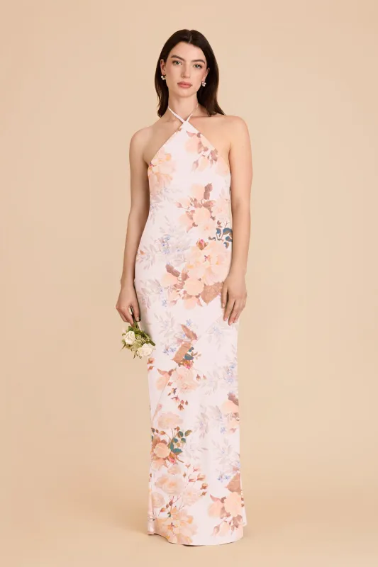 Ariel Matte Satin Dress - Champagne Cascadia Bouquet made by Birdy Grey