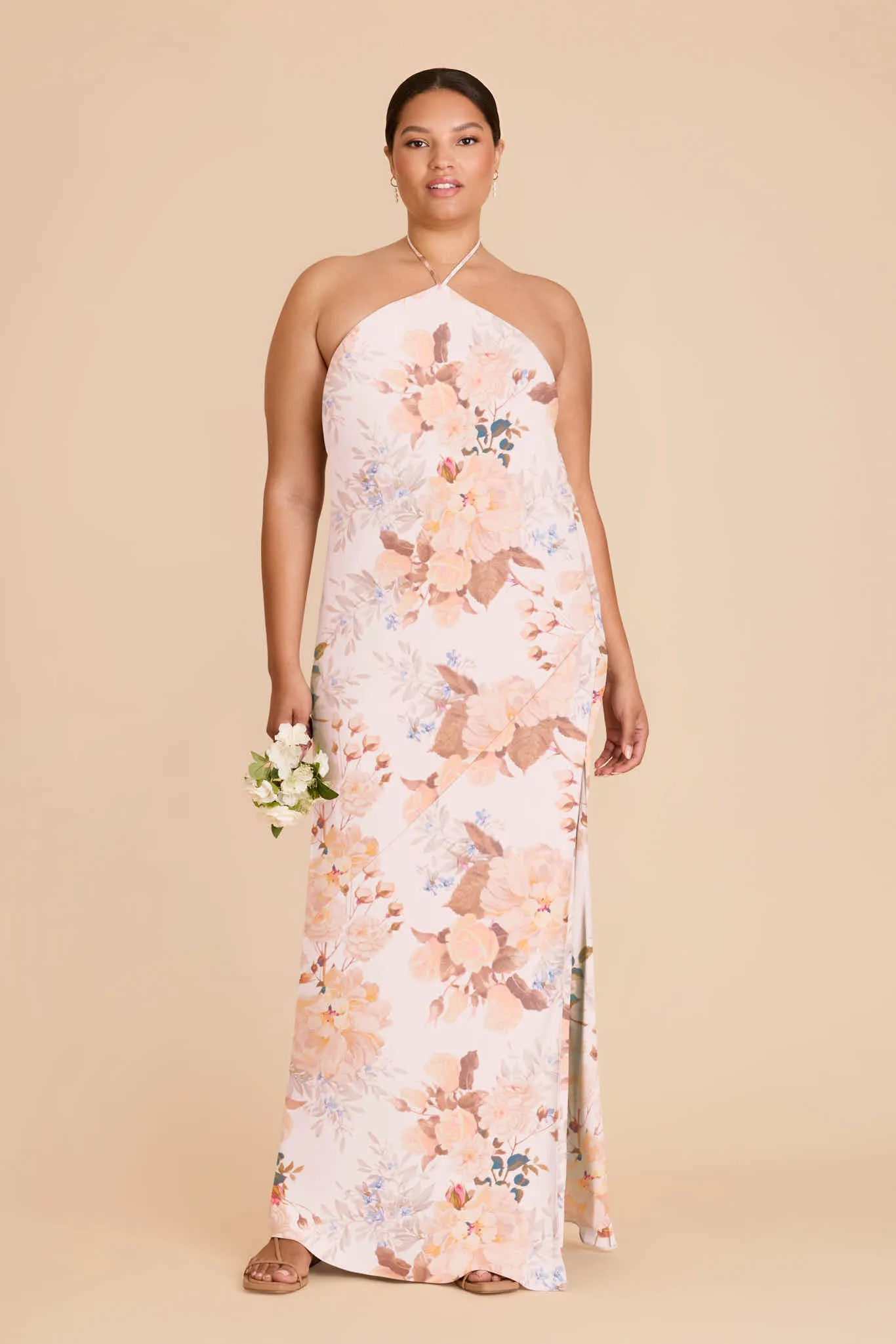 Ariel Matte Satin Dress - Champagne Cascadia Bouquet sold by Birdy Grey product image thumbnail 2