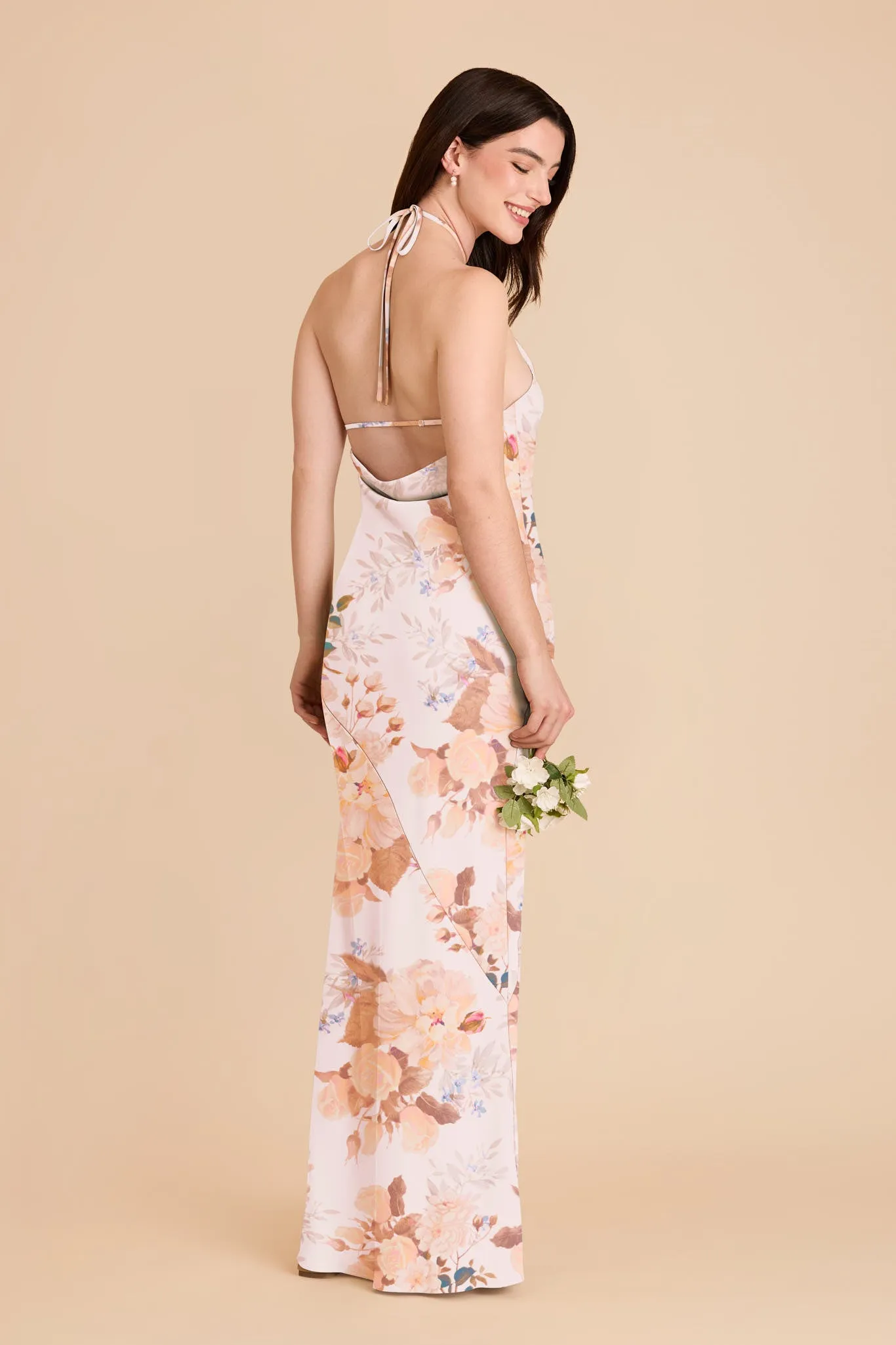 Ariel Matte Satin Dress - Champagne Cascadia Bouquet sold by Birdy Grey product image thumbnail 3