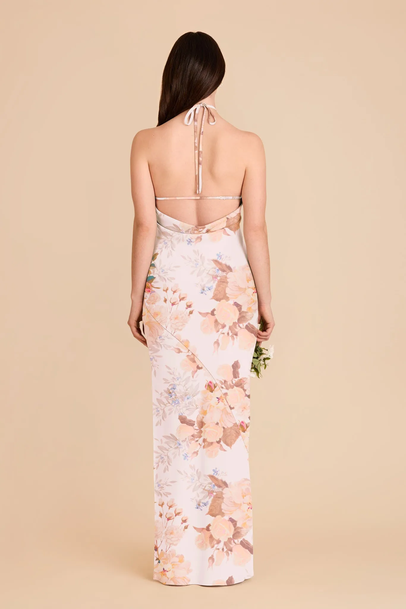Ariel Matte Satin Dress - Champagne Cascadia Bouquet sold by Birdy Grey product image thumbnail 4