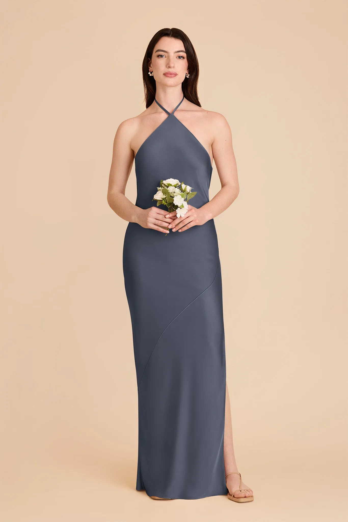 Ariel Matte Satin Dress - Dusk Blue sold by Birdy Grey product image thumbnail 3