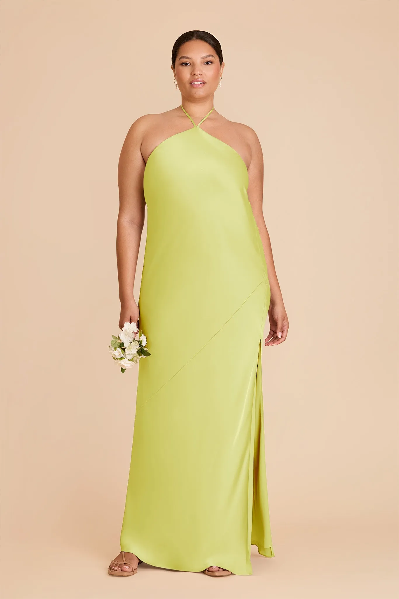 Ariel Matte Satin Dress - Chartreuse sold by Birdy Grey product image thumbnail 2