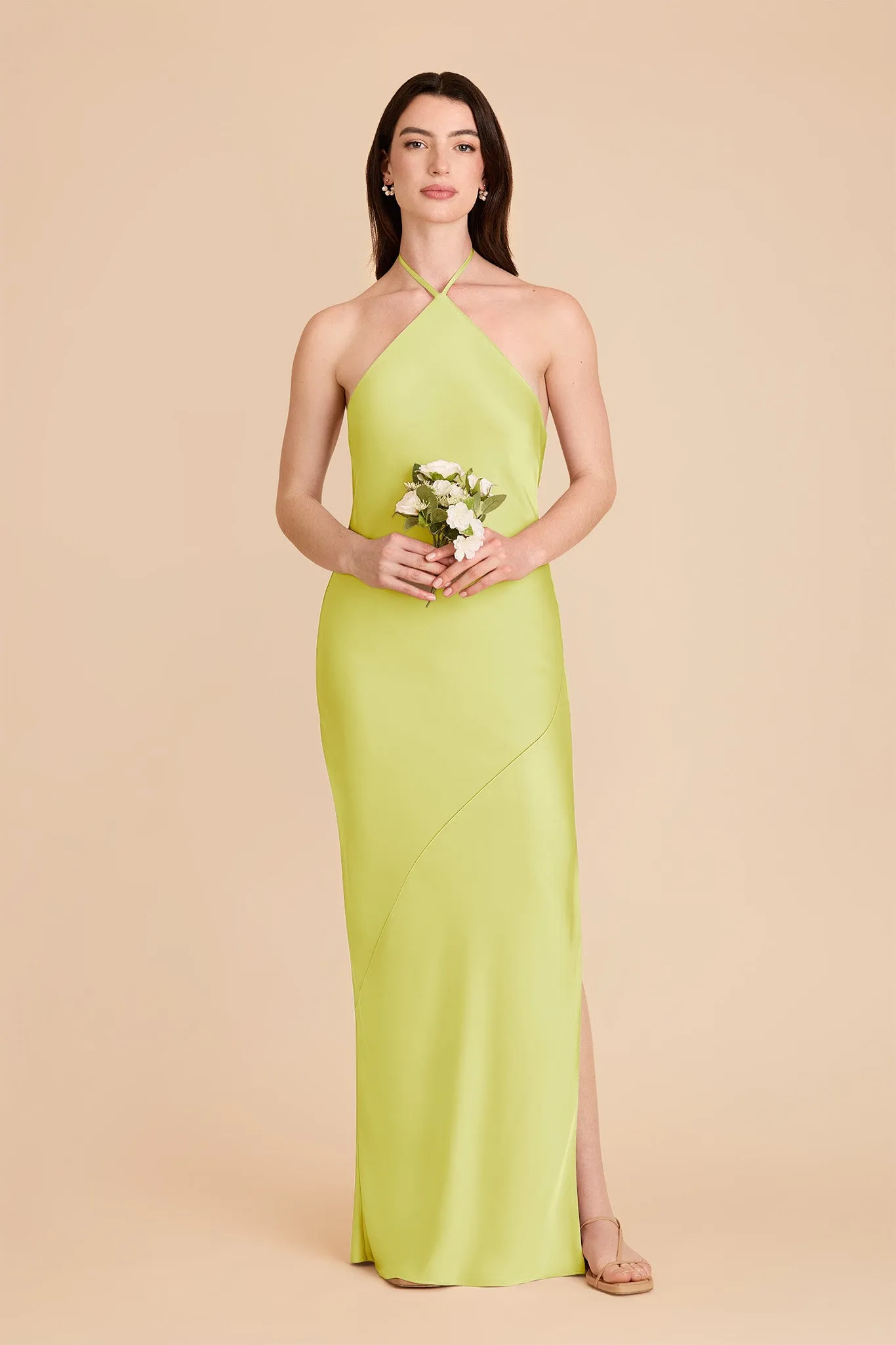 Ariel Matte Satin Dress - Chartreuse sold by Birdy Grey product image thumbnail 3