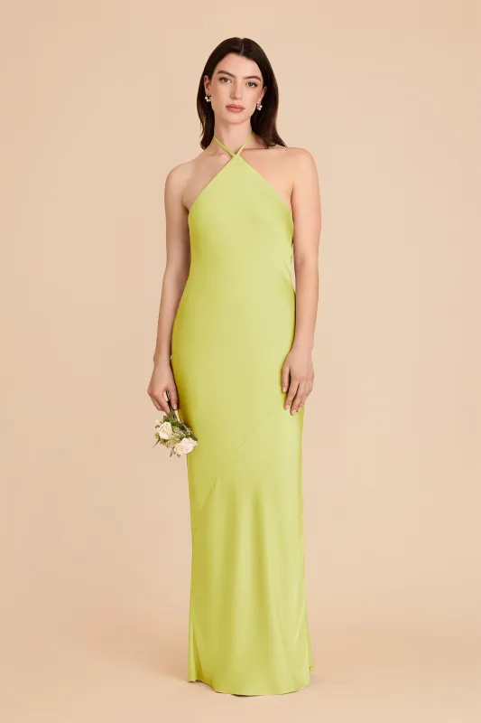 Ariel Matte Satin Dress - Chartreuse made by Birdy Grey