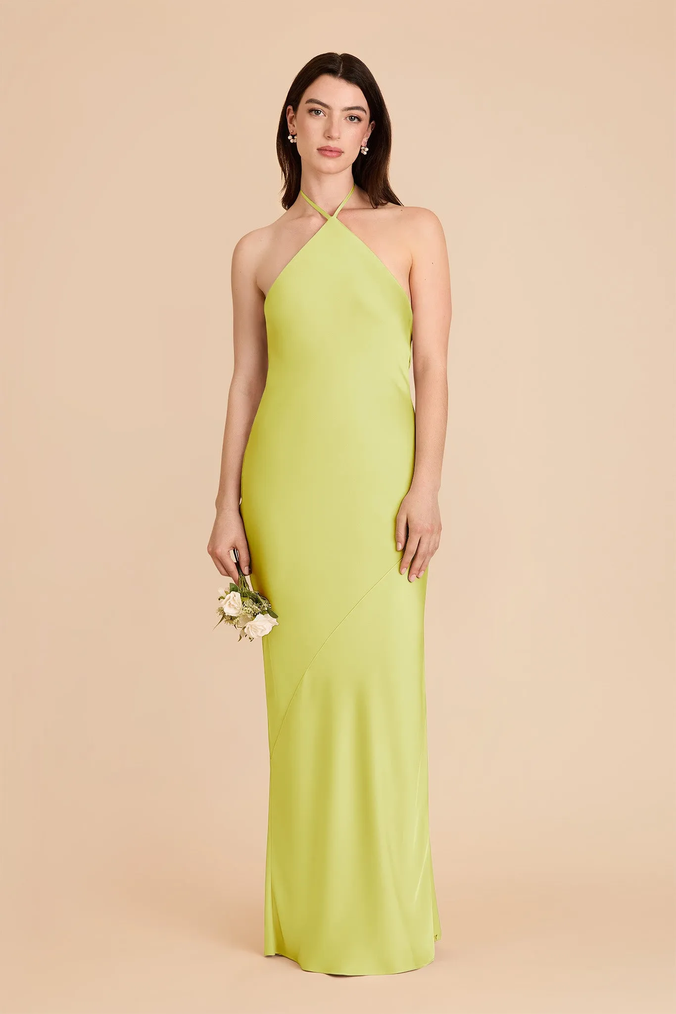 Ariel Matte Satin Dress - Chartreuse sold by Birdy Grey