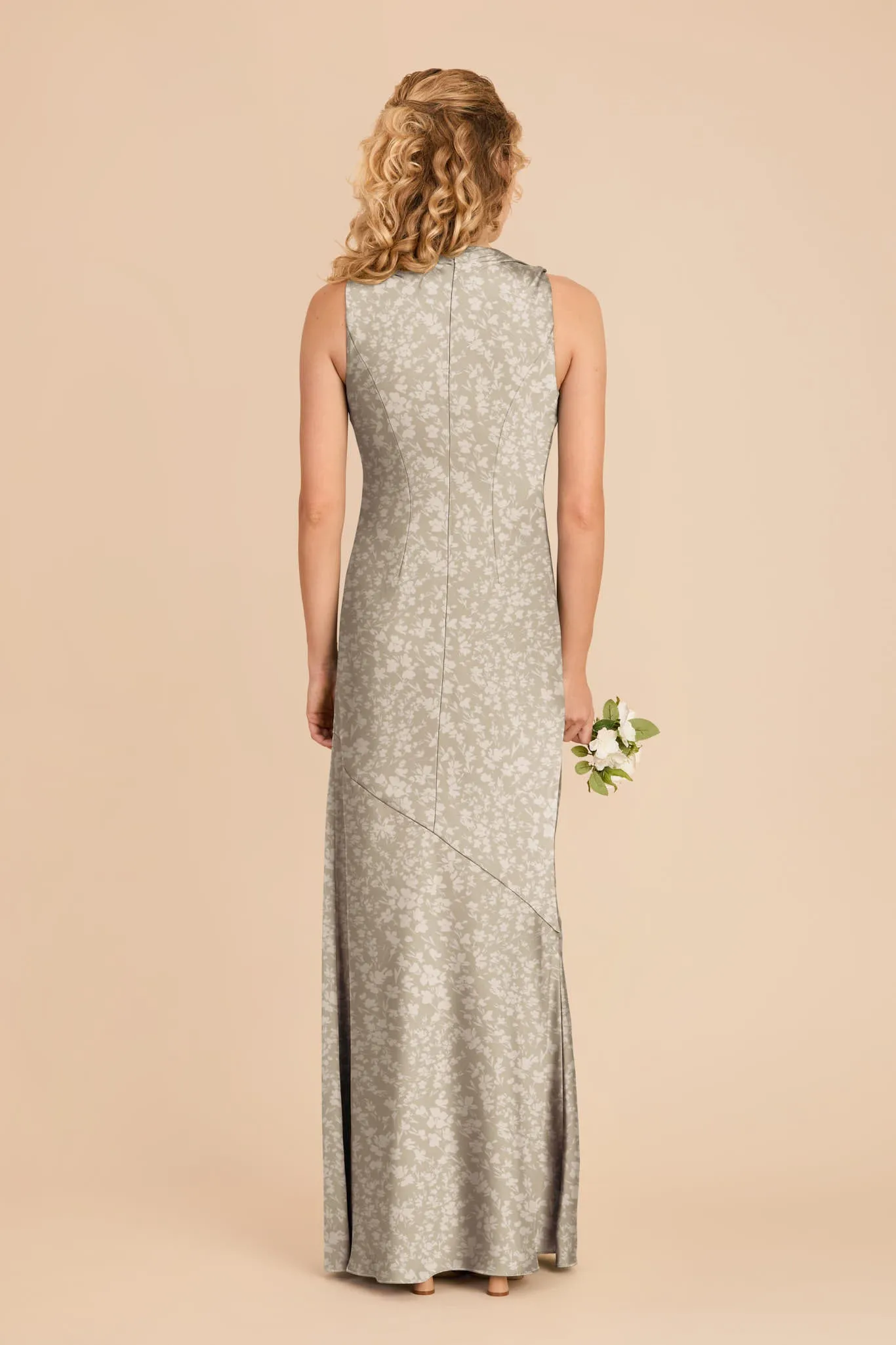 Daisy Matte Satin Dress - Moss Green Dreamy Floral sold by Birdy Grey product image thumbnail 3