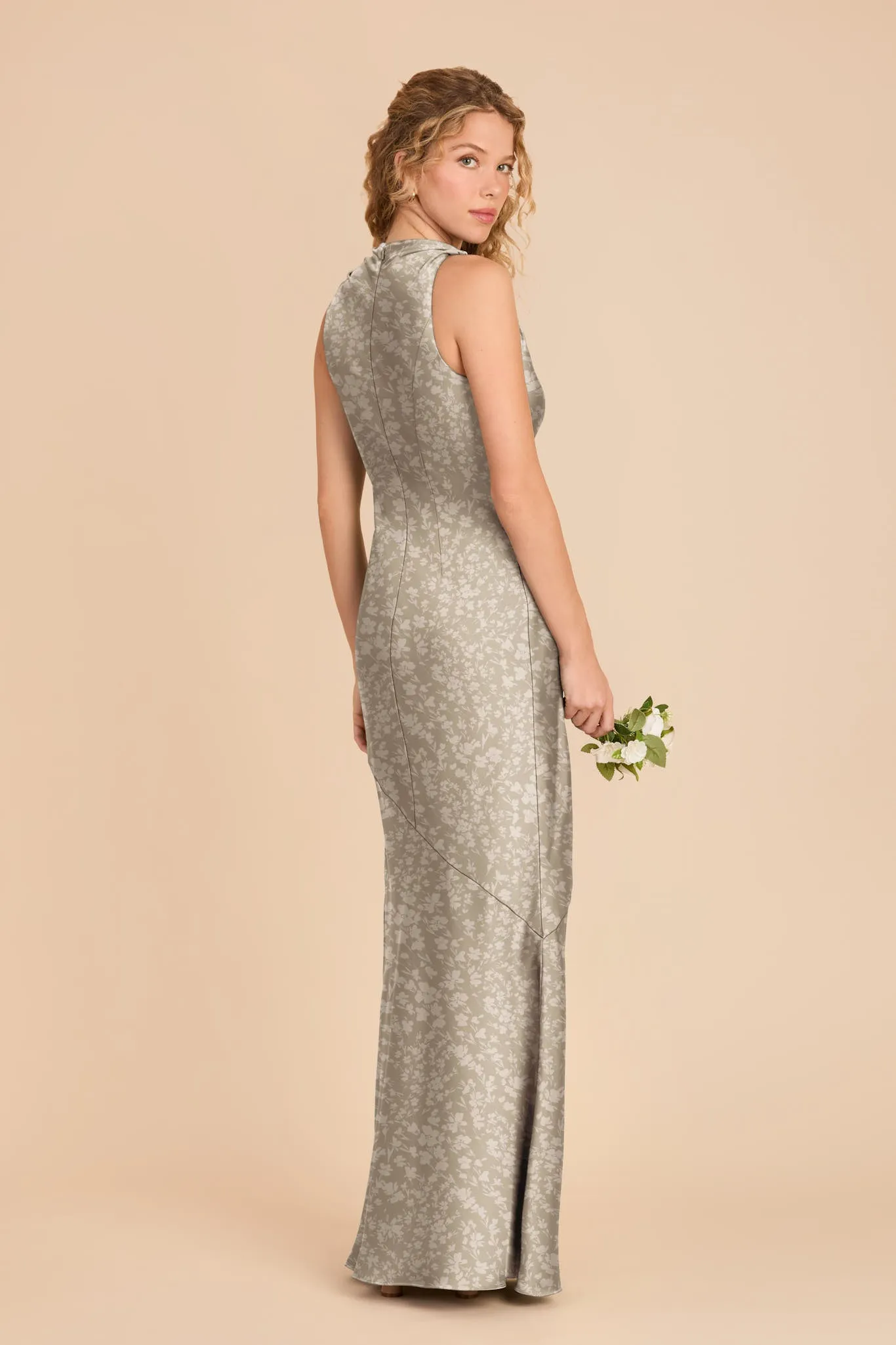 Daisy Matte Satin Dress - Moss Green Dreamy Floral sold by Birdy Grey product image thumbnail 2
